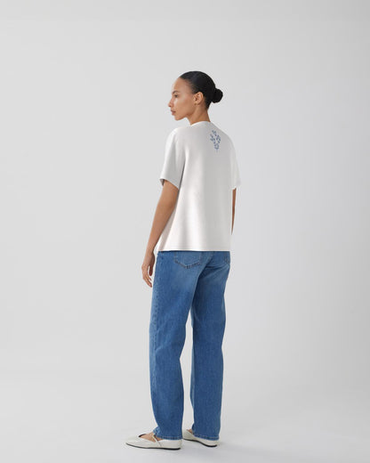 VISYBIL BLOOM O-NECK S/S EMB T-SHIRT/DFS Klar Hvit