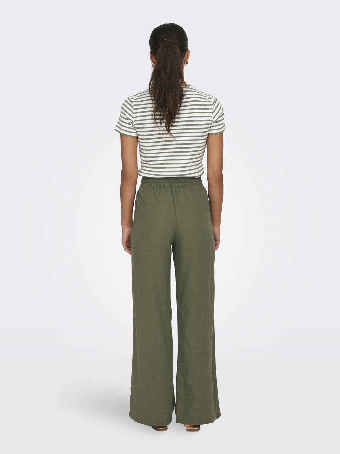 JDYSAY HW LINEN WIDE PANT WVN NOOS Mellomgrønn