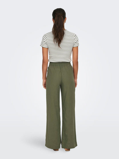 JDYSAY HW LINEN WIDE PANT WVN NOOS Mellomgrønn