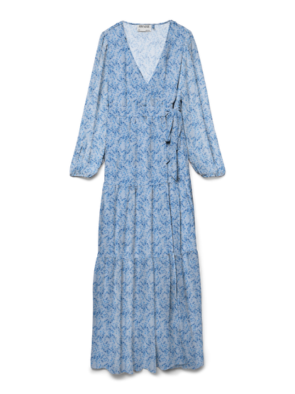 AWAUDORA LS LONG WRAP DRESS Blå