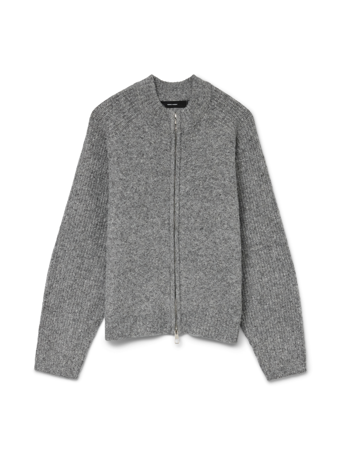 VMBANG LS HIGH NECK ZIP CARDIGAN BOO Mellomgrå