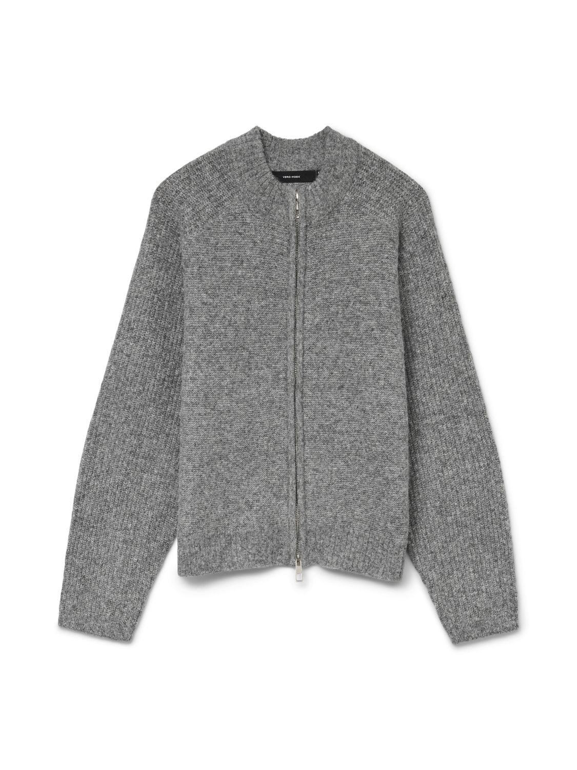 VMBANG LS HIGH NECK ZIP CARDIGAN BOO Mellomgrå