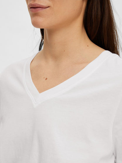 SLFMYESSENTIAL SS V-NECK TEE NOOS Hvit