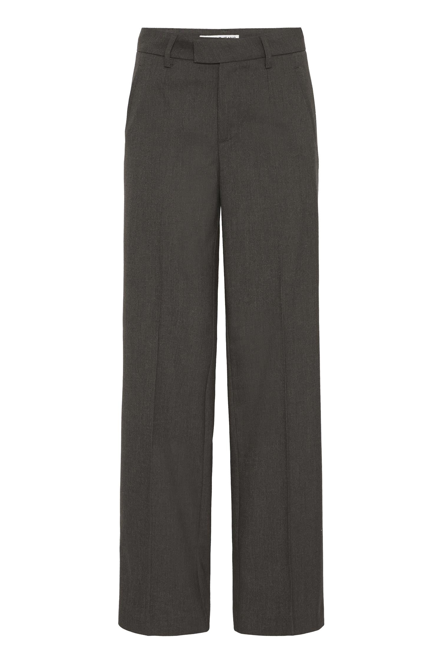 Pzbindy Melange Hw Pant Wide Leg Espresso Melange
