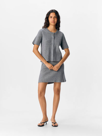 Objviola Ss Re O-Neck Cardigan Div Mellomgrå