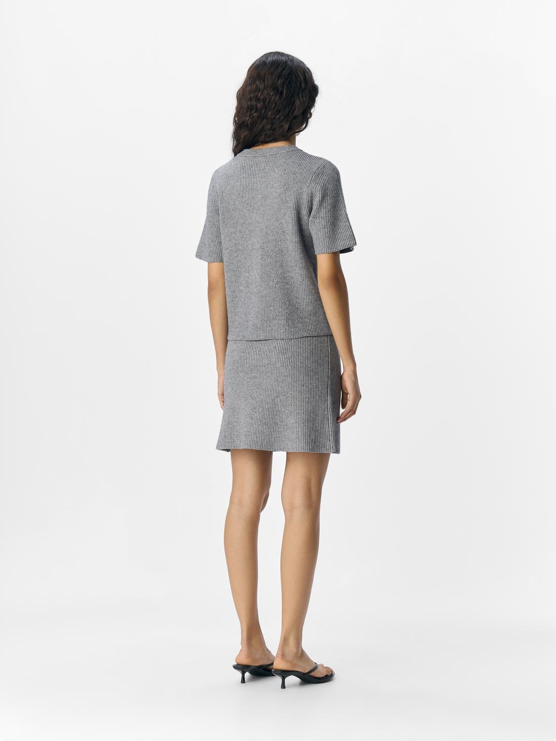 Objviola Ss Re O-Neck Cardigan Div Mellomgrå