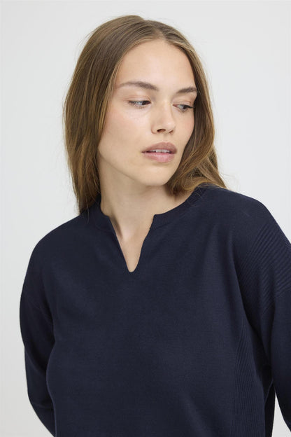 Pzsara Vneck Pullover Dark Sapphire