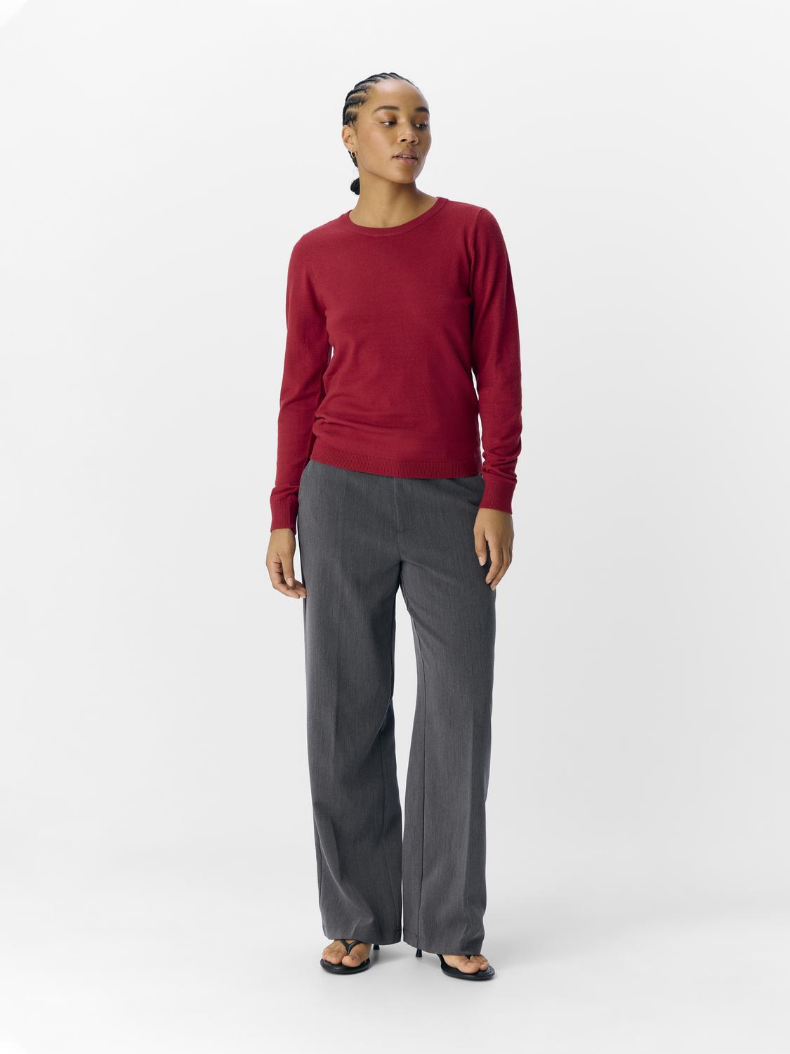 Objthess L/s O-Neck Knit Pullover Noos Mørkerød