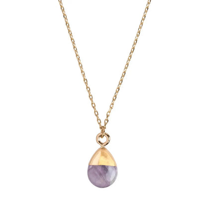 Goddess Necklace, Gold - Violet Amethyst