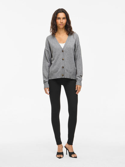 Viril V-Neck Knit Cardigan - Noos Mellomgrå