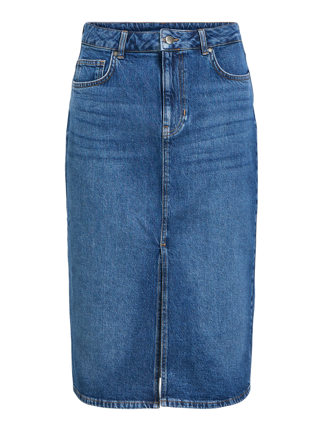 OBJELLEN MW MIDI DENIM SKIRT NOOS Mellomblå