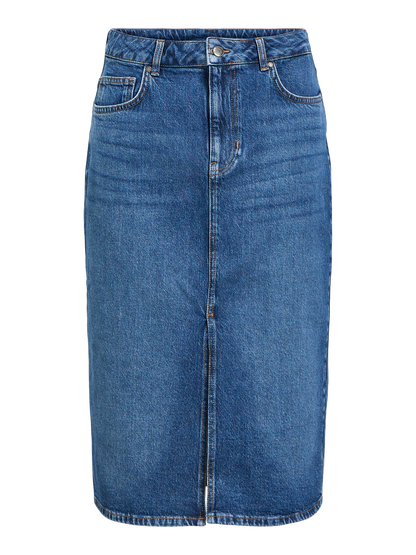 OBJELLEN MW MIDI DENIM SKIRT NOOS Mellomblå