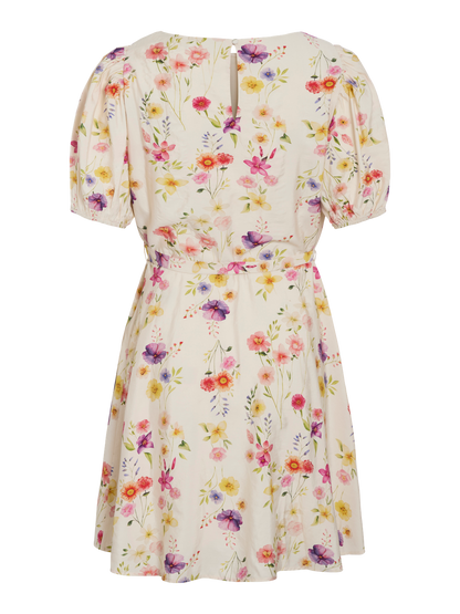 VIALINIA BOATNECK 2/4 SHORT DRESS/DC/LN Klar Hvit