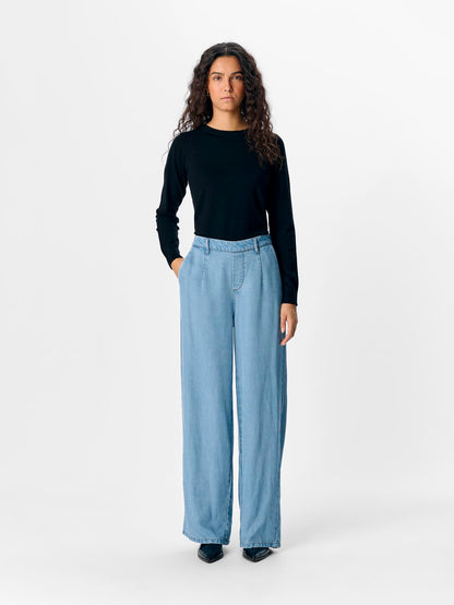 OBJFRAME LISA WIDE MW PANTS NOOS Lyseblå