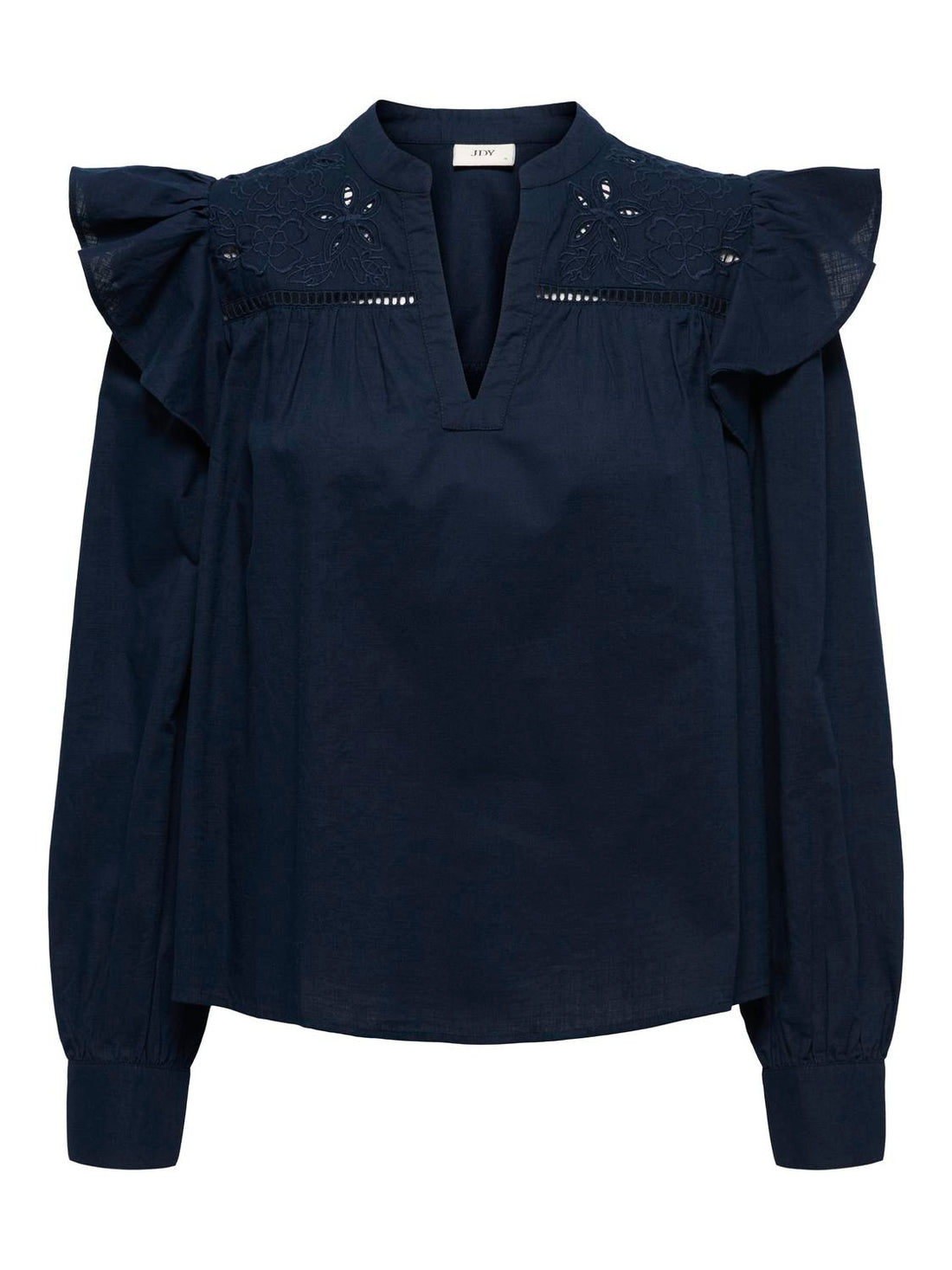 Jdyalba L/s V-Neck Emb Top Wvn Exp Mørkeblå