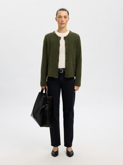 Slflulu New Ls Knit Cardigan Noos Mellomgrønn