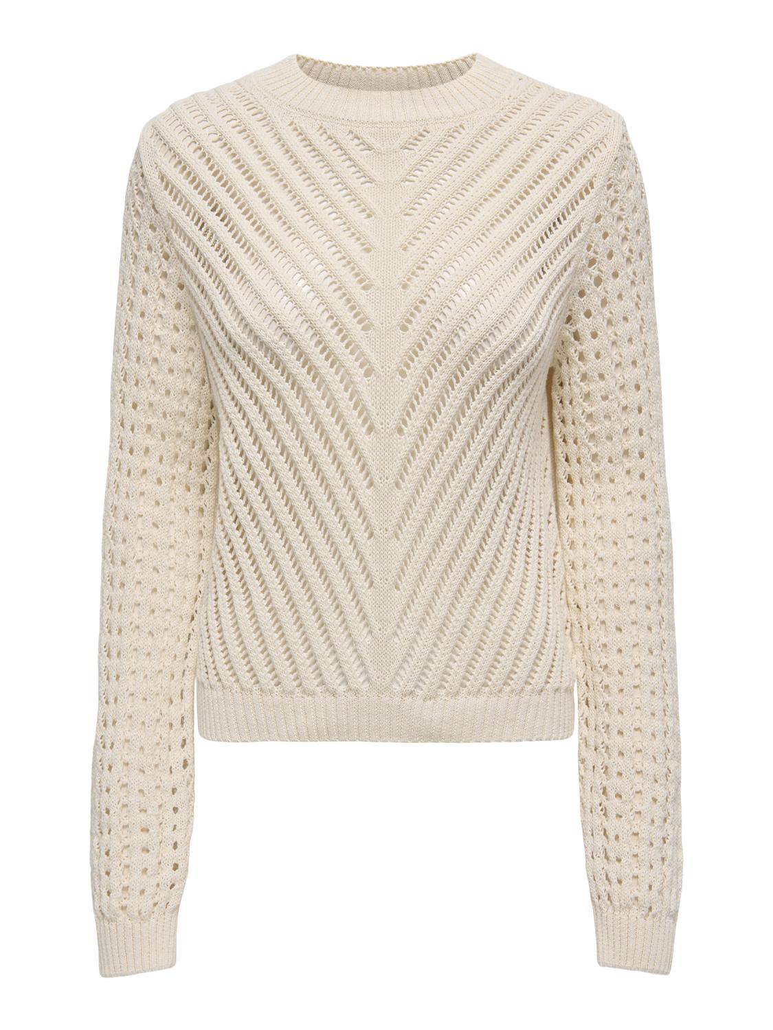 JDYELLIS L/S O-NECK PULLOVER KNT Hvit