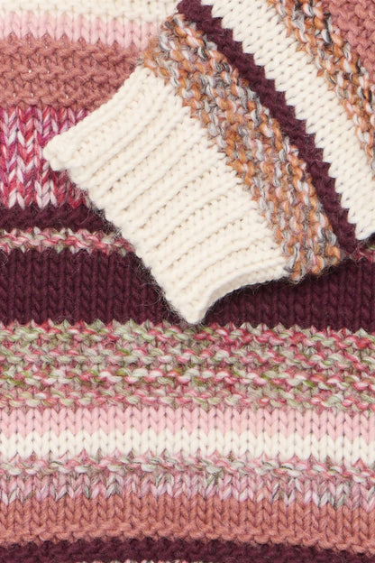 Pzrani Ls Pullover Rose Knitted Stripe