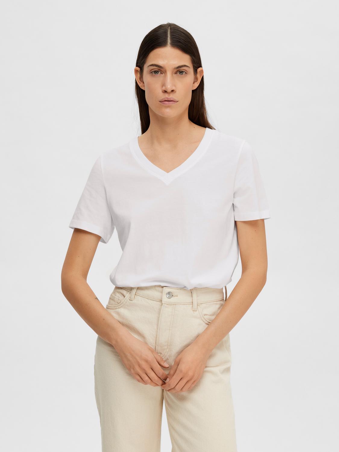 SLFMYESSENTIAL SS V-NECK TEE NOOS Hvit