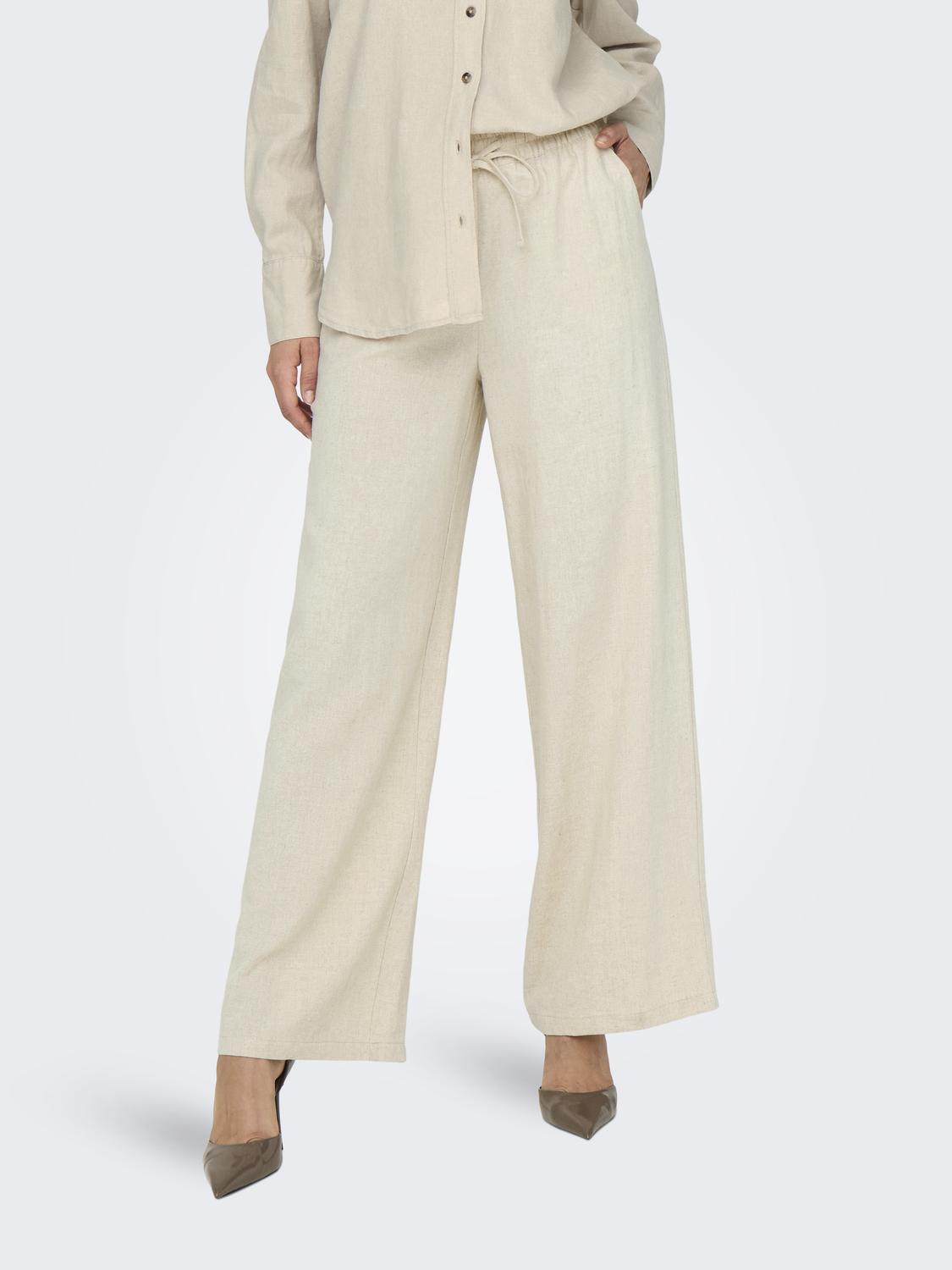 JDYSAY HW LINEN WIDE PANT WVN NOOS Lysegrå