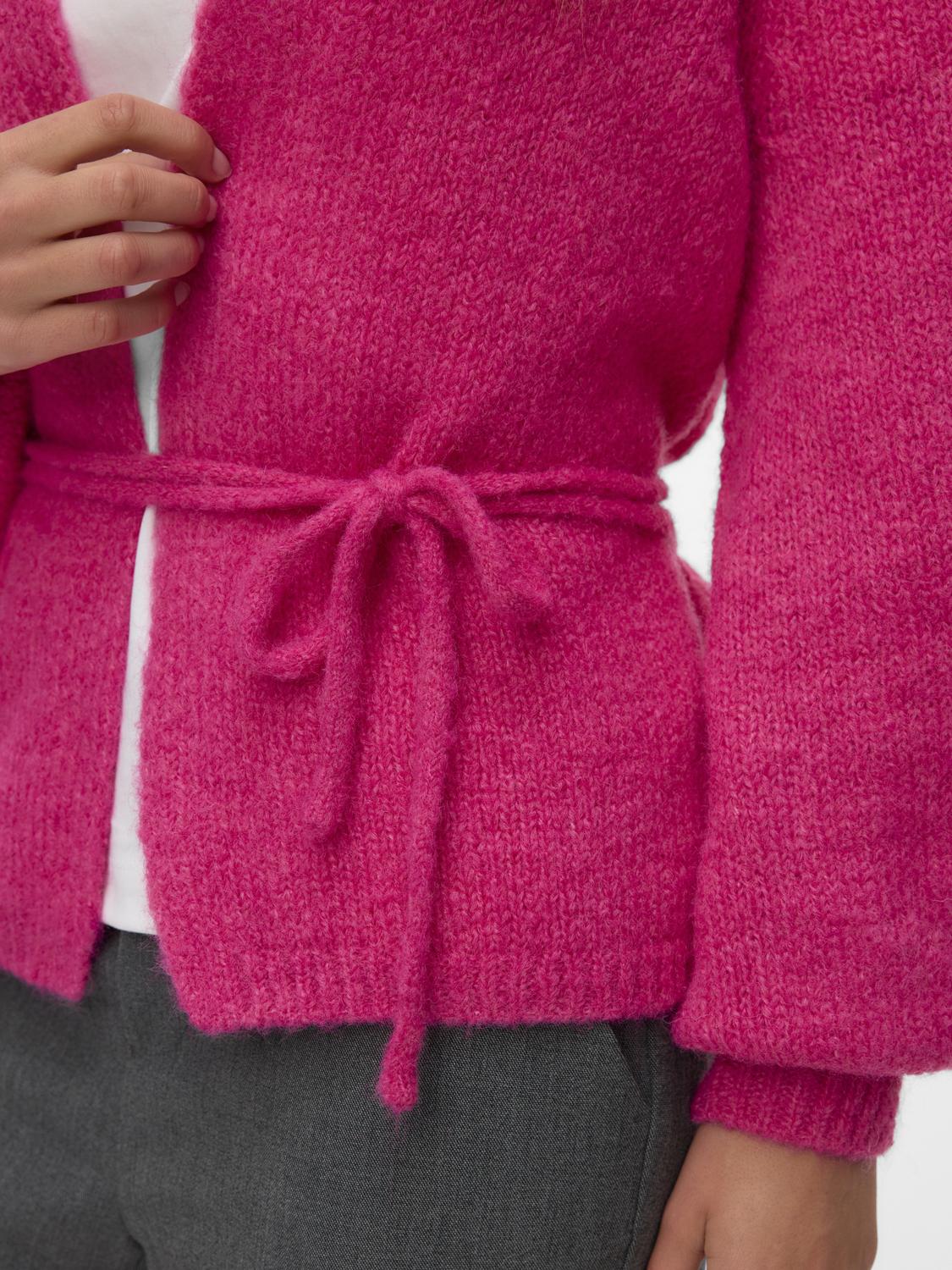 Vmagnes Ls O-Neck Tie Cardigan Exp Mellomrosa
