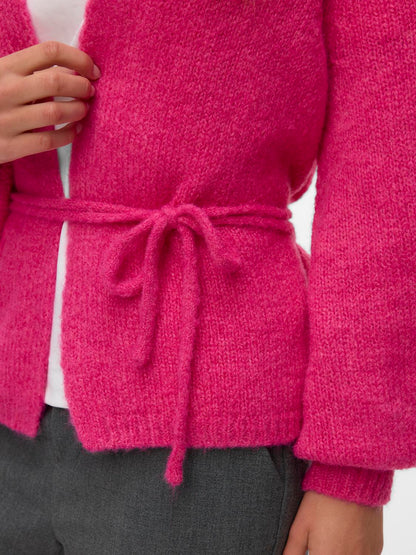 Vmagnes Ls O-Neck Tie Cardigan Exp Mellomrosa