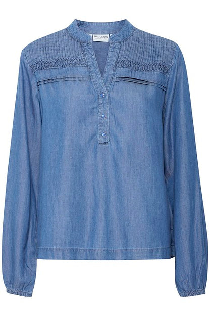 PZGAJA LS Blouse Medium Blue Denim
