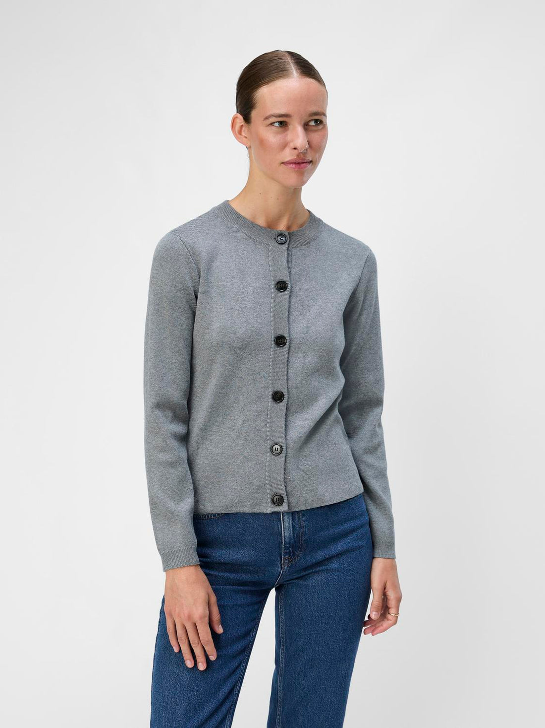 OBJESTER SLI L/S KNIT CARDIGAN NOOS Grå