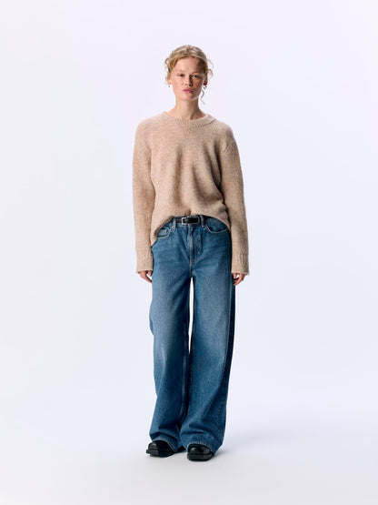 Objabby Ls Re O-Neck Knit Noos Beige