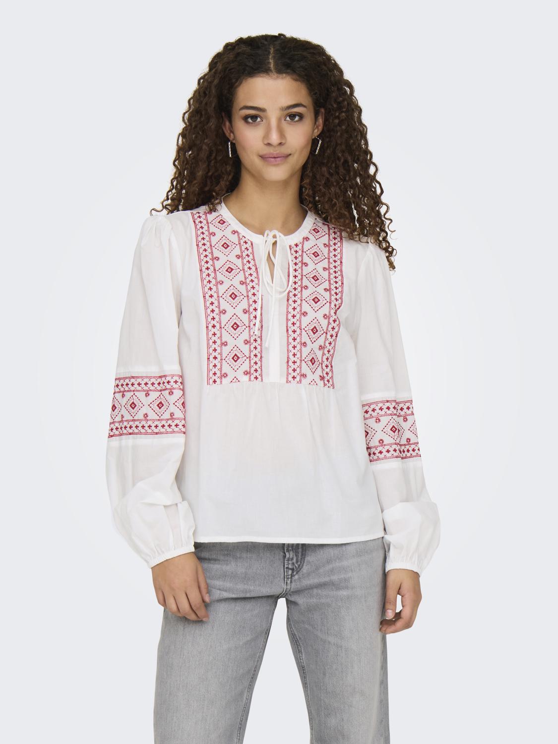 JDYLULU L/S EMBROIDERY SHIRT WVN Cloud Dancer