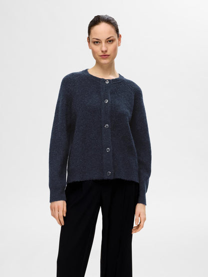 Slflulu Ls Knit Short Cardigan Noos Mørkeblå