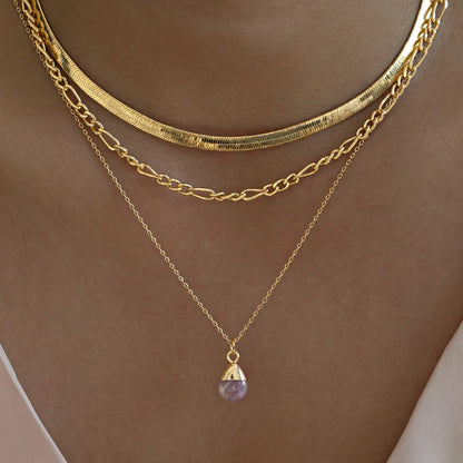 Goddess Necklace, Gold - Violet Amethyst