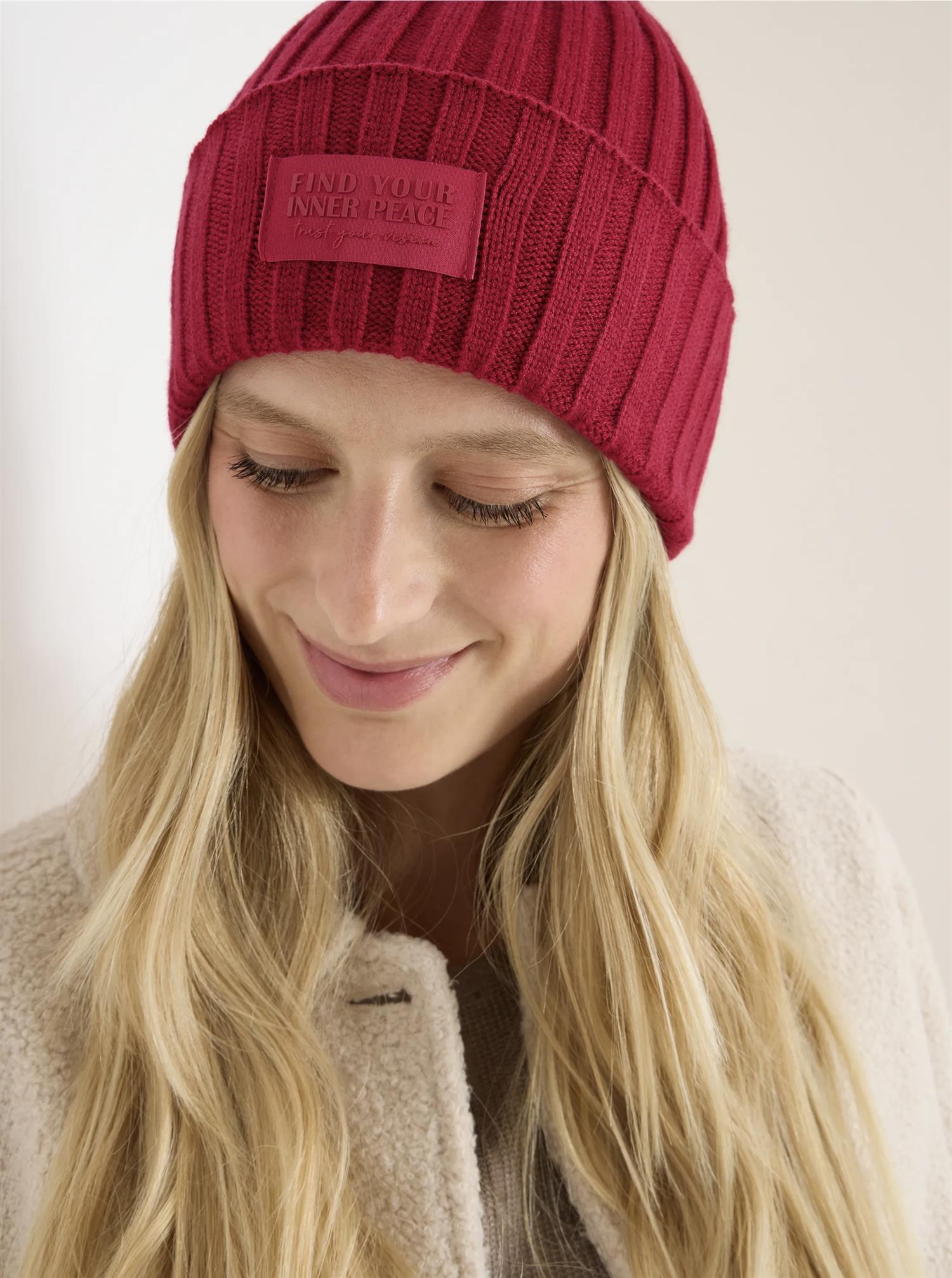 Solid knit cap Rød