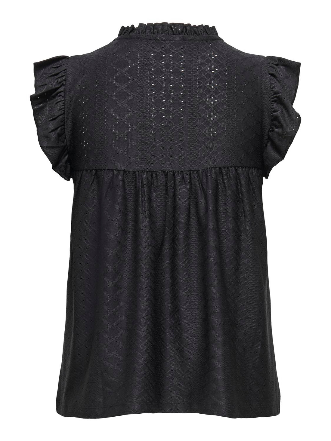 JDYCATHINKA S/S V-NECK FRILL TOP JRS DIA Sort