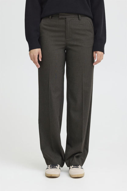 Pzbindy Melange Hw Pant Wide Leg Espresso Melange