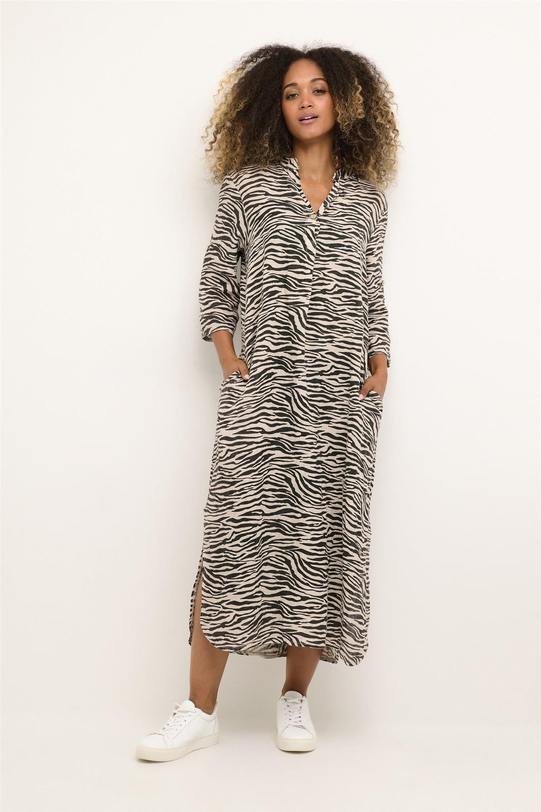 CRBellis Caftan Dress Monochrome Animal