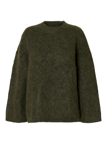 Slfgabriella Ls Knit New O-Neck Noos Mørkegrønn
