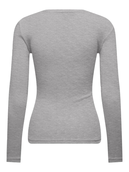 JDYSUMA RIB L/S WOOLBLEND PLCK TOP JRS Lysegrå