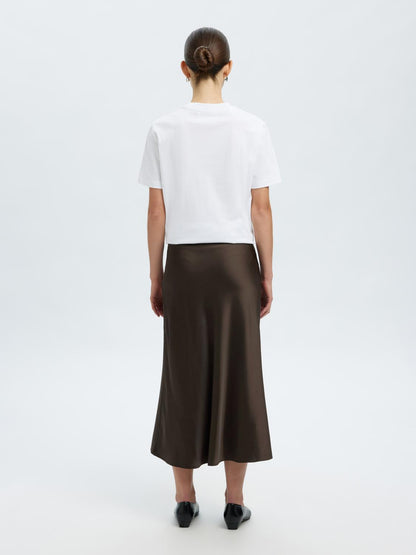 Slflena Hw Midi Skirt Noos Mørkebrun