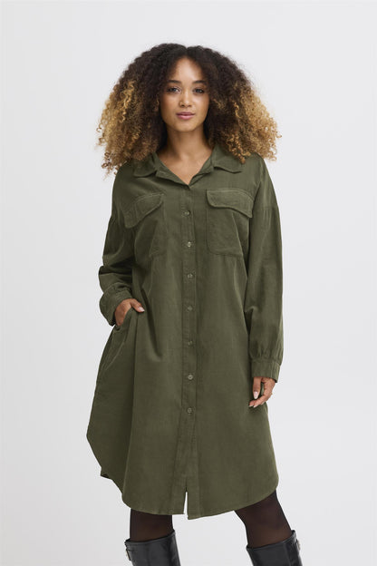 Sbtonya Shirt Dress Dusty Olive