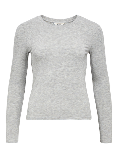 Objzofia Sli L/s O-Neck Top Noos Mellomgrå