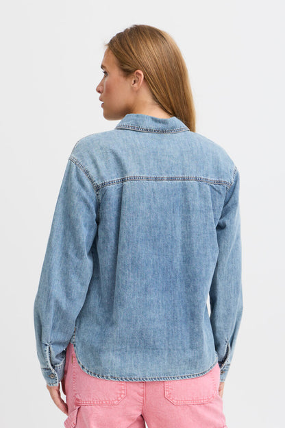 PZSYLVIE LS BLOUSE Jeansblå