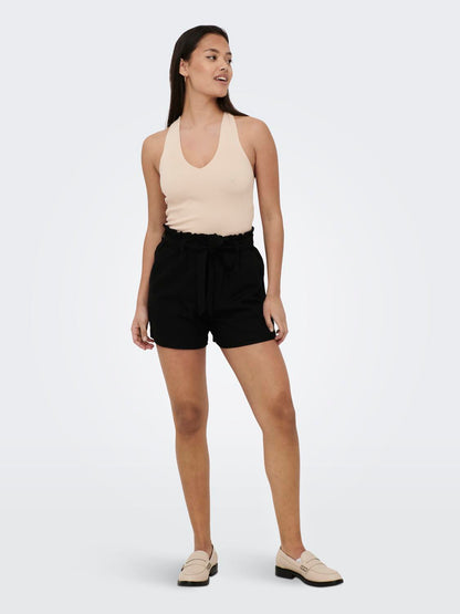 JDYSAY MW LINEN BELT SHORTS WVN NOOS Sort