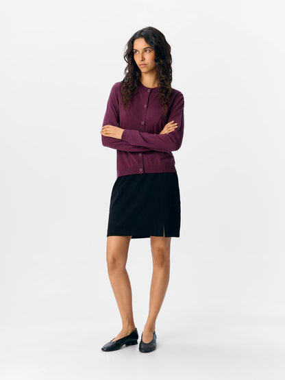 Objthess L/s Short Cardigan Noos Burgunder