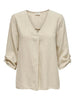 JDYSAY 3/4 LINEN V-NECK TOP WVN DIA Lysegrå
