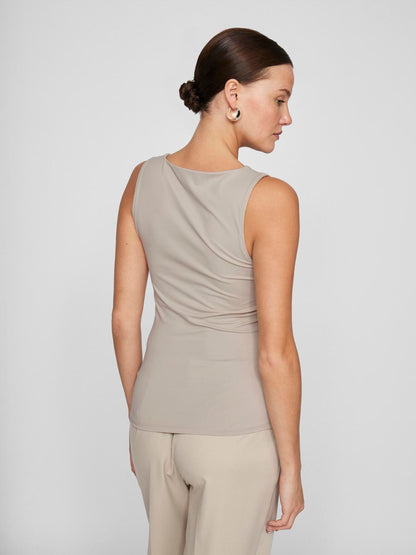 VIKENZA U-NECK S/L TANK TOP - NOOS Lysegrå
