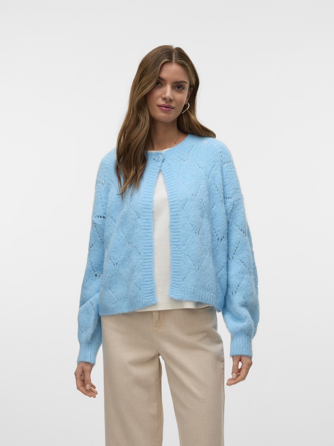 VMNOVAH LS BUTTON CARDIGAN EXP Lyseblå