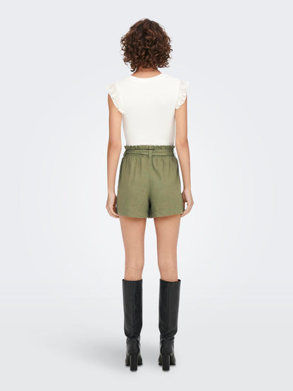 JDYSAY MW LINEN BELT SHORTS WVN NOOS Mellomgrønn