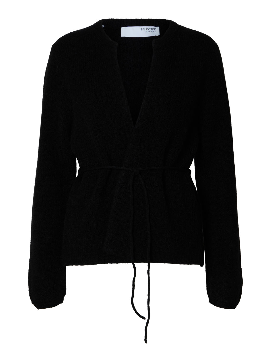 Slfsia Ras Ls Knit Belt Cardigan Sort