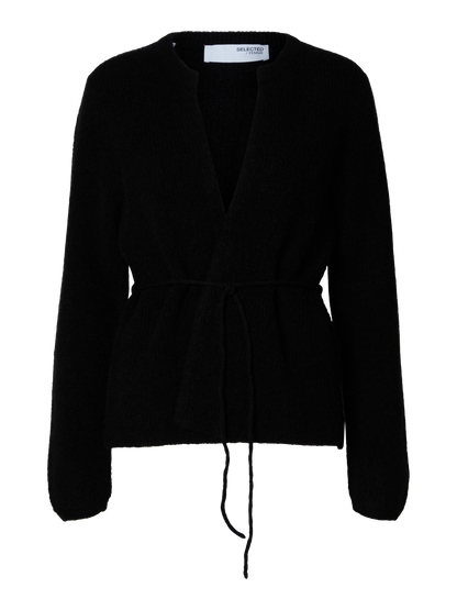 Slfsia Ras Ls Knit Belt Cardigan Sort